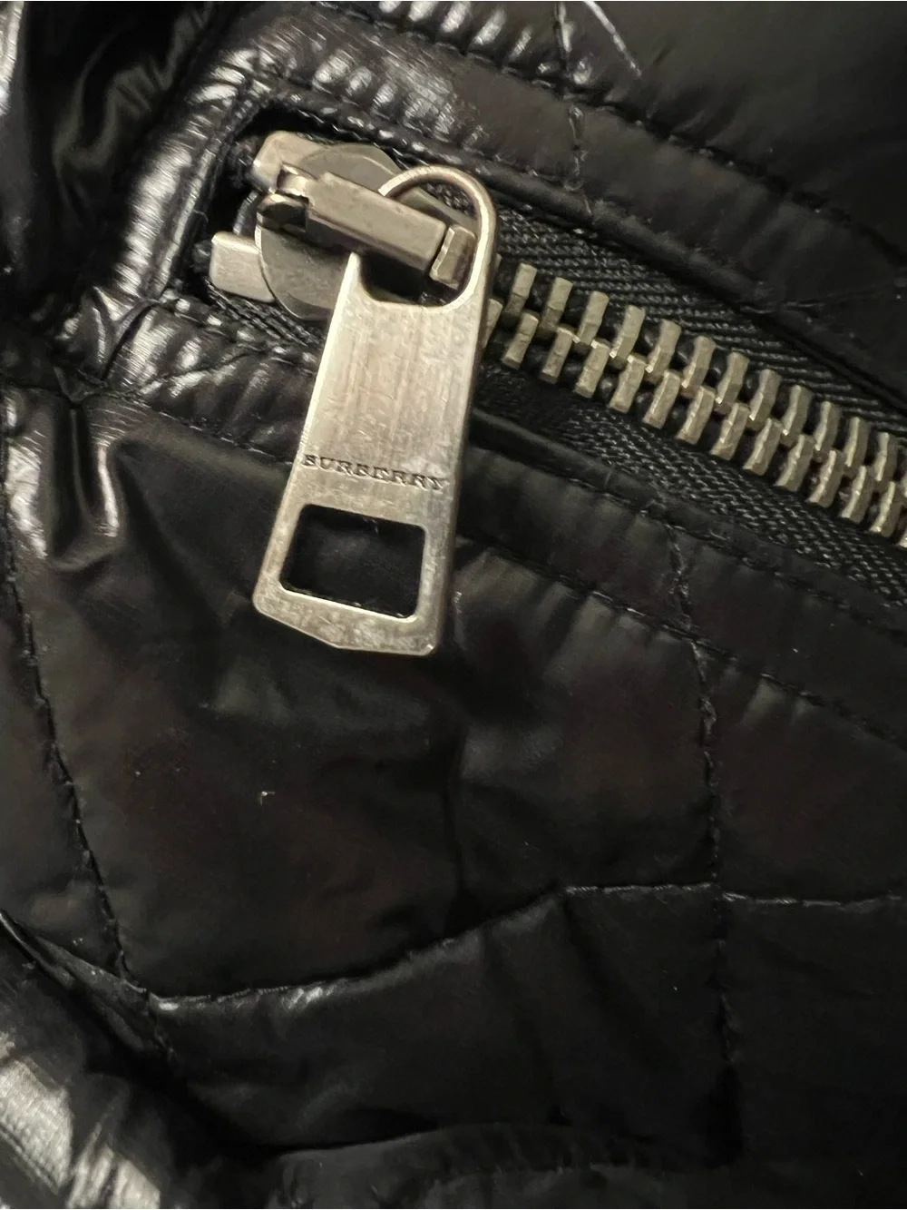 Burberry Womens Quilted Black Moto Jacket, size 12